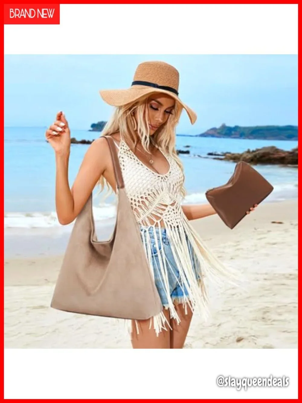 2-Piece Vegan Leather Purse Set: Slouchy Hobo & Suede Tote, Faux Suede Handbags